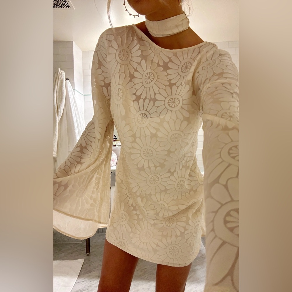 Show Me Your Mumu Sarah Daisy Burnout Mini Dress - Cream XL